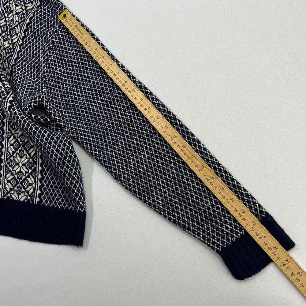 Vtg Alps Knitmeister Fair Isle Sweater Mens L Navy White Snowflake Turtleneck - Picture 8 of 10